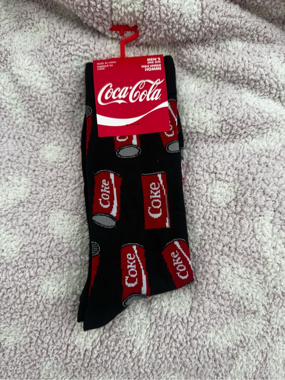 Coca Cola Black Socks with Red Coke Can Motif